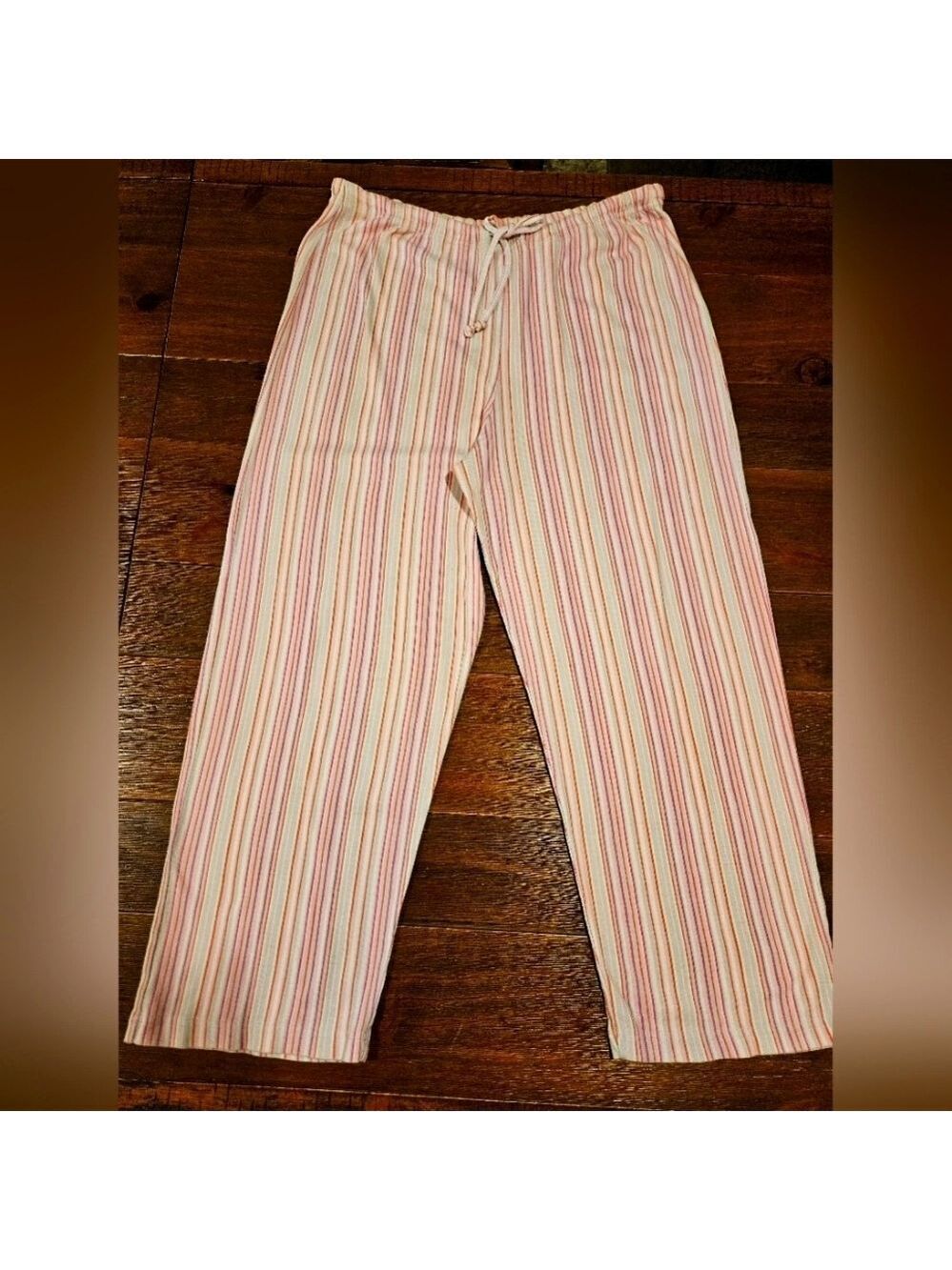 WOMEN'S PINK, BLUE & WHITE STRIPED PULL-ON LOUNGE WEAR/ CASUAL PANT SIZE SMALL